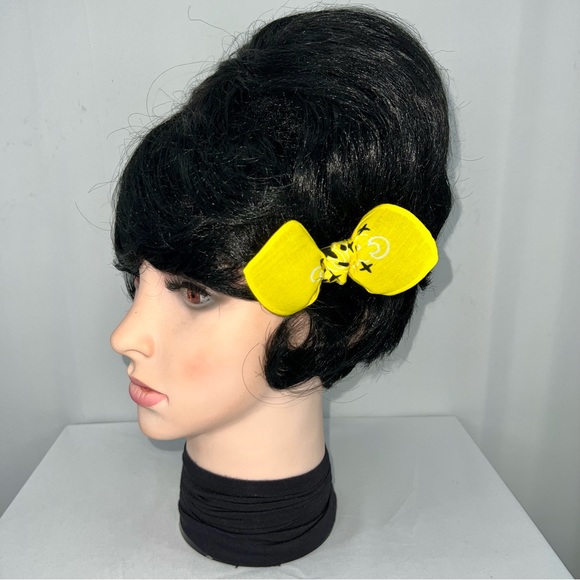 Yellow Paisley Rockabilly Bandana Knotted Hair Bow - Picture 5 of 11
